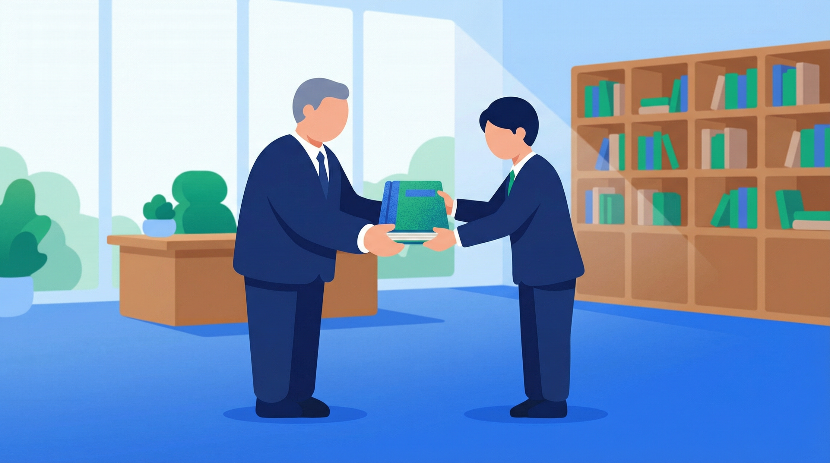 帳簿の受け渡しのイメージ