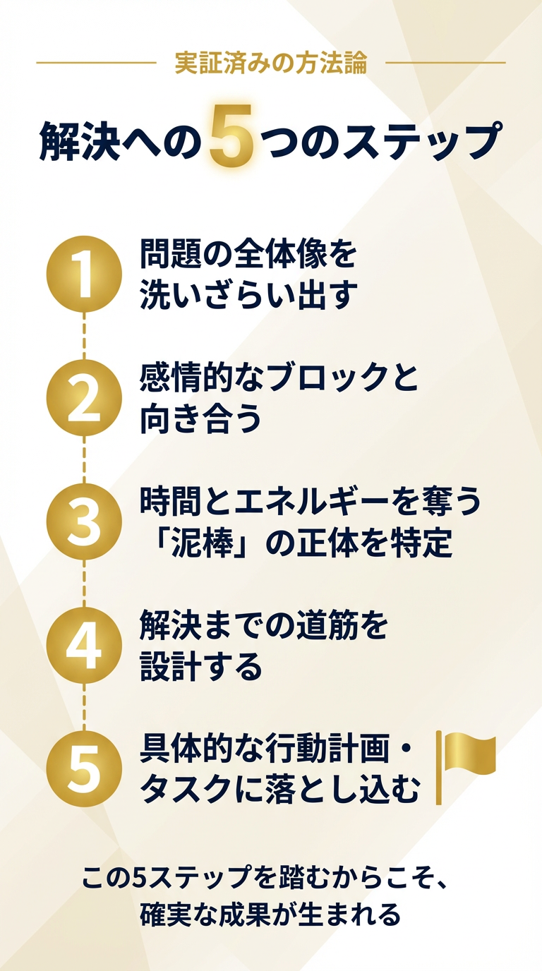 解決への5つのステップ - 実証済みの方法論